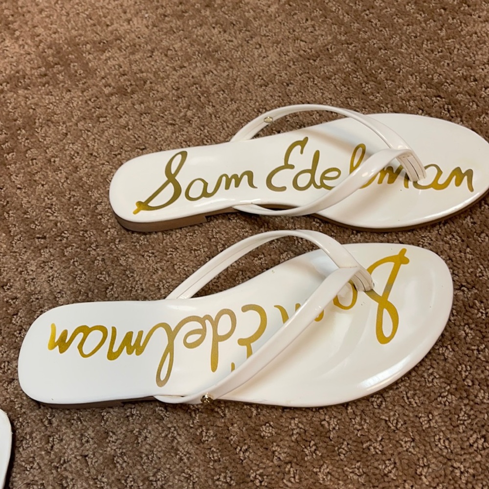 Sam Edelman white patent flip flops - 6